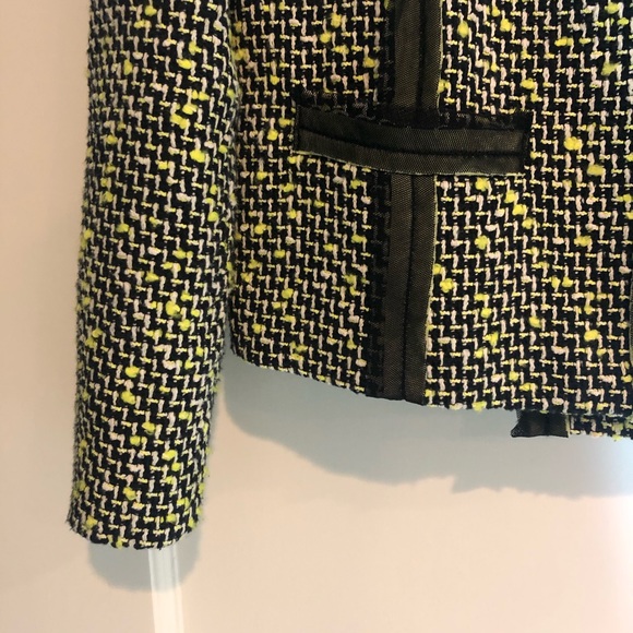 Milly Tweed Blazer Jacket Black and White Neon - Picture 3 of 4